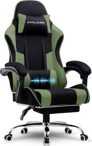 Sedia da gaming GTPLAYER, sedia da ufficio, sedia ergonomica per computer, sedia da gaming con supporto lombare massaggiante, poggiapiedi e poggiatesta