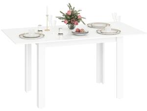 Tavolo da Pranzo Allungabile 120-160x80x78 cm per 4-6 Persone con Pannelli a Ribalta in Legno Bianco