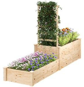 Fioriera Rialzata con Grigliato per Rampicanti e Divisorio 222x63x132 cm in Legno di Abete
