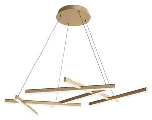 Lampadario A Sospensione Moderno Line Metallo Oro Acrilico 6 Luci Led 75W