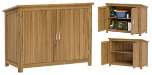 Armadio Porta Attrezzi da Esterno 110x50x85 cm con 2 Ante e Ripiani in Legno