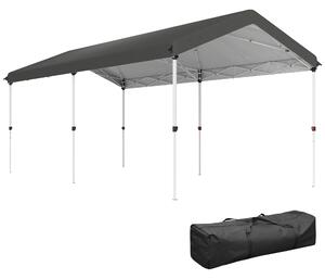 Gazebo Pieghevole Pop Up 584x297,5x272 cm UPF50+ e Altezza Regolabile Grigio Scuro