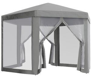 Gazebo da Giardino Esagonale 390x390x250 cm con Doppio Ingresso in Metallo e Poliestere Grigio