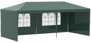 Gazebo da Giardino 585x295x255 cm con Pareti Rimovibili e Finestre Trasparenti Verde