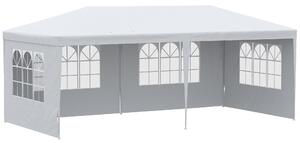 Gazebo da Giardino 580x290x250 cm con Pareti Rimovibili e Finestre Trasparenti Bianco