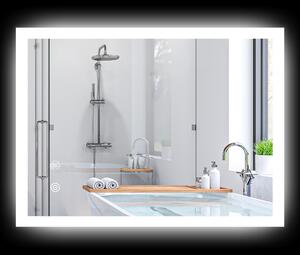 Specchio Bagno con Luci LED 3 Tonalità 70x50 cm Controllo Touch e Design Antiappannamento