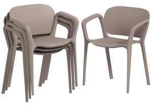 Set 4 Sedie da Giardino 60x56x75 cm Impilabili in Polipropilene Grigio