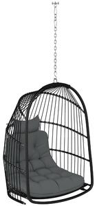 Amaca Poltrona Sospesa a Dondolo Pieghevole 74x68x105A cm da Interno ed Esterno Grigio Scuro