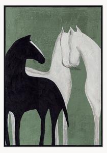 Quadro dipinto a mano con cornice in legno Contrast