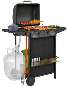 Barbecue a Gas con 3 Bruciatori Indipendenti 108x54x97 cm Coperchio con Termometro Nero