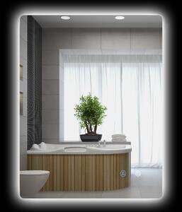 Specchio Bagno con Luci LED 3 Tonalità 70x50 cm Interruttori Touch e Funzione Antiappannamento