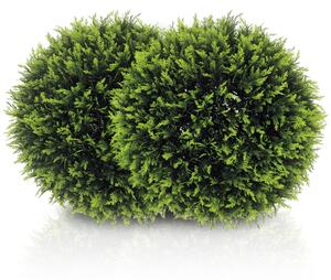 HOMCOM Set di 2 Piante Artificiali a Sfera con Foglie di Cedro per Casa e Giardino Ø45 cm, Verde