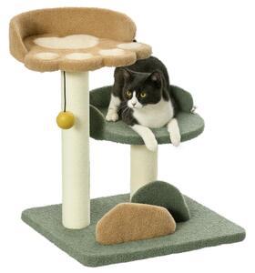 PawHut Albero Tiragraffi per Gatti con 2 Lettini, Pallina e Rivestimento in Velluto, 43x39x52cm|Aosom