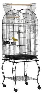 PawHut Gabbia per Uccelli e Canarini, Voliera con Ruote in Metallo Nero 51x51x153cm|Aosom