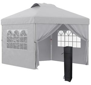 Gazebo da Giardino 297x297x284 cm con Altezza Regolabile su 3 Livelli e Finestre Grigio Chiaro