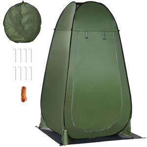 Tenda da Doccia Pop Up Impermeabile 126x124x189 cm con Porta a Cerniera Verde Scuro