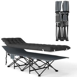 Lettino da Campeggio Pieghevole 196x68x37 cm con Poggiatesta Inclinato e Materasso Rimovibile Nero