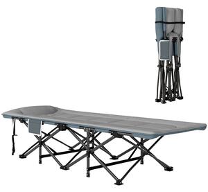 Lettino da Campeggio Pieghevole 187x67x37 cm per Adulti con Cuscino Integrato Grigio