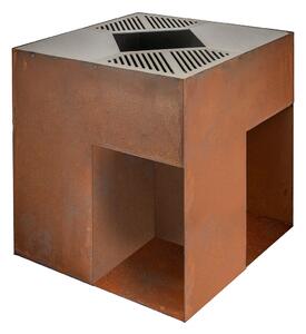 Barbecue a Legna 75x75x75 cm Giglio in Acciaio Effetto Ruggine