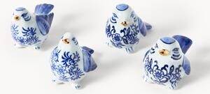 Set di 4 oggetti decorativi dipinti a mano Blue Bird