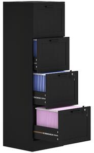 Cassettiera Portadocumenti a 4 Cassetti 40x40x131 cm 2 Serrature in Legno Nero