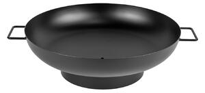 Braciere a Legna Ø75x17 cm Elegante con Manici in Acciaio Nero Alta Temperatura