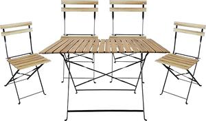 Set Tavolo e 4 Sedie Pieghevoli Coco Double in Legno e Metallo Nero