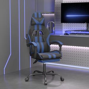 VidaXL Sedia da gioco con poggiapiedi in ecopelle nera e blu