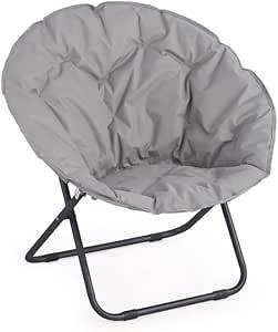 Poltrona da Giardino Pieghevole 82x35x82 cm Moon in Acciaio e Poliestere Grigio
