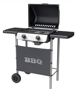 Barbecue a Gas 2 Fuochi George Fuoco Principale da 2,8 kW Accensione Piezoelettrica in Acciaio Smaltato Nero