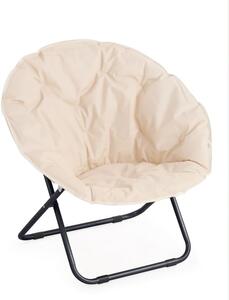 Poltrona da Giardino Pieghevole 82x35x82 cm Moon in Acciaio e Poliestere Beige