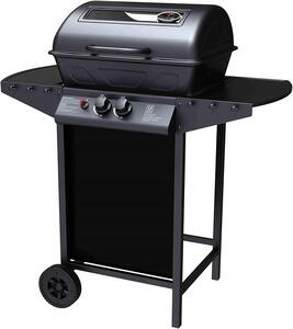 Barbecue a Gas 2 Fuochi John Fuoco Principale da 5,5 kW Accensione Piezoelettrica in Acciaio Smaltato Nero