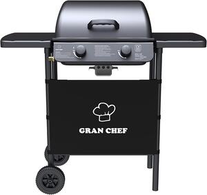 Barbecue a Gas 2 Fuochi George Fuoco Principale da 2,8 kW Accensione Piezoelettrica in Acciaio Smaltato Nero