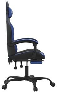 VidaXL Sedia da gioco con poggiapiedi in ecopelle nera e blu