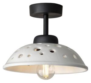 2255 PLAFONIERA D20 CM IN TERRACOTTA BIANCA LUCIDA TRAFORATA CON BASE NERA MODERNA MADE IN ITALY