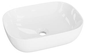 LAVITA Lavabo da appoggio Costa | Lavabo da appoggio rettangolare | Lavabo senza troppopieno e foro per rubinetto | In porcellana di alta qualità | Lavabo | 46x32,5x13,5 cm | Bianco lucido