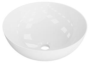LAVITA, lavabo da appoggio modello Round | Lavabo rotondo | Senza troppofilo e senza foro per rubinetteria | Realizzato in porcellana di alta qualità | Mobile lavabo | 41,5x41x14 cm | Bianco lucido