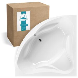 Vasca da bagno angolare Calmwaters® 140x140 cm con seduta, vasca in acrilico Original, vasca doppia per due persone, vasca da bagno con seduta, dimensioni 140 x 140 cm, vasca da bagno angolare bianca, 02SL3013