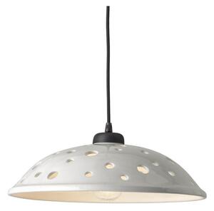 2255 SOSPENSIONE SINGOLA D38 CM IN TERRACOTTA BIANCA LUCIDA TRAFORATA MODERNA MADE IN ITALY