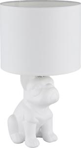 Lampada da tavolo, Vetroceramica, tessuto, bianco, disegno di cane, H 40 cm