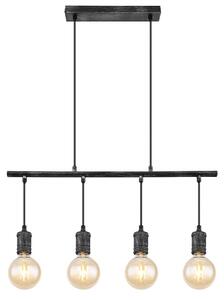 Lampada a sospensione, industriale, 4 luci, metallo, grigio, H 120 cm