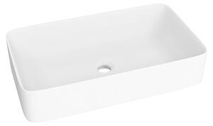 LAVITA Lavabo da appoggio Pasana Bianco Opaco | Lavabo da appoggio rettangolare | Lavabo senza troppopieno e foro per rubinetto | In porcellana di alta qualità | Lavabo | 60,5x34x11 cm | Bianco opaco