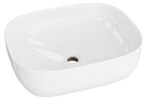 LAVITA Lavabo da appoggio Giro | Lavabo da appoggio rettangolare | Lavabo senza troppopieno e foro per rubinetto | In porcellana di alta qualità | Lavabo | 49x39,5x15 cm | Bianco lucido
