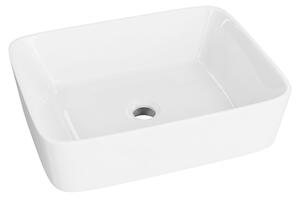 LAVITA Lavabo da appoggio Luneza Grande | Lavabo da appoggio rettangolare | Lavabo senza troppopieno e foro per rubinetto | In porcellana di alta qualità | Lavabo | 51,5 x 41 x 14 cm | Bianco lucido
