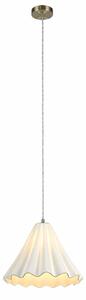 Lampada a sospensione Relaxdays, in Vetroceramica, dimensioni: 125 x 30 cm, attacco E27, stile vintage, ideale per soggiorno, camera da letto e sala da pranzo, colore bianco/ottone