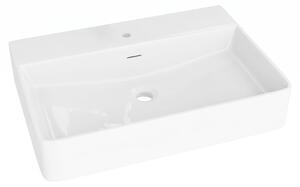 LAVITA - Mobile lavabo da appoggio Altaya | Lavabo da appoggio rettangolare | Lavabo con troppofilo e foro per rubinetto | Realizzato in porcellana di alta qualità | Mobile lavabo | 61x42x12,5 cm | Bianco lucido