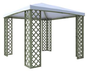 Gazebo da Giardino 300x300 cm Copertura in Telo PVC Fox JT40 Pocket in Legno Verde e Bianco