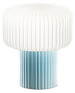 Abat-jour moderna perenz otty 8508 c g9 led ceramica azzurra vetro bianco plissettato - Perenz