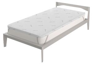 Topper Singolo 80x190 cm Memory Sfoderabile Fodera Silver con Elastici in Poliestere e Fibra Bianco