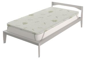 Topper Singolo 80x190 cm Memory Sfoderabile Fodera Aloe con Elastici in Poliestere Bianco